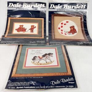 Vintage Lot 3 Dale Burdett Counted Cross Stitch Kits Horses Bears New